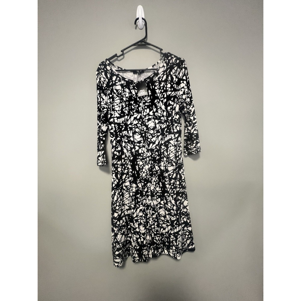 Womens‎ Dress By Tart LS Black & White print sheath dress comfort stretch Medium